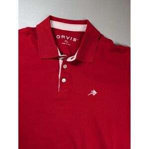 ORVIS Men's Red Pima Cotton Short Sleeve Polo Shirt Bird Logo Size XL